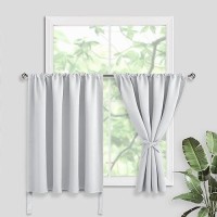 Jiuzhen Short Curtains Kitchen Half Window Blackout Curtains With 2 Tiebacks Thermal Insulated Curtains 2 Panels Rod Pocket Cu