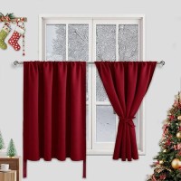 Jiuzhen Short Curtains Kitchen Half Window Blackout Curtains With 2 Tiebacks Thermal Insulated Curtains 2 Panels Rod Pocket Cu