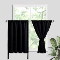 Jiuzhen Short Curtains Kitchen Half Window Blackout Curtains With 2 Tiebacks Thermal Insulated Curtains 2 Panels Rod Pocket Cu