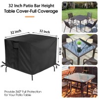 Jungda Outdoor Table Cover For Patio Bar Height Table,32 Inch Square Outdoor Bistro High Top Table Cover,Waterproof Patio Furniture Cover For Small Tall Table - 32 X 32 X 39 Inch