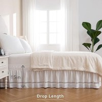 Miye Wrap Around Ruffled Lace Bed Skirt Elastic Dust Ruffle With Adjustable Belts 15 Inch Drop Easy To Put On Bed Frame Cover