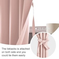 Jiuzhen Blush Pink Blackout Curtains For Bedroom Curtain Drapes Set Of 2 Panels With Tiebacks Thermal Insulated Room Darkenin