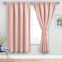 Jiuzhen Blush Pink Blackout Curtains For Bedroom Thermal Insulated Room Darkening Noise Reducing 60 X 63 Inch Length Curtains