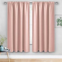 Jiuzhen Blush Pink Blackout Curtains For Bedroom Thermal Insulated Room Darkening Noise Reducing 60 X 63 Inch Length Curtains