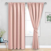 Jiuzhen Blush Pink Blackout Curtains For Bedroom Thermal Insulated Room Darkening Noise Reducing 52 X 84 Inch Length Curtains