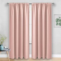 Jiuzhen Blush Pink Blackout Curtains For Bedroom Thermal Insulated Room Darkening Noise Reducing 52 X 84 Inch Length Curtains