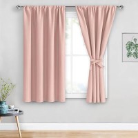 Jiuzhen Blush Pink Blackout Curtains For Bedroom Thermal Insulated Room Darkening Rod Pocket Curtains For Living Room Set Of