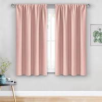 Jiuzhen Blush Pink Blackout Curtains For Bedroom Thermal Insulated Room Darkening Rod Pocket Curtains For Living Room Set Of