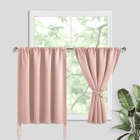 Jiuzhen Short Curtains Kitchen Half Window Blackout Curtains With 2 Tiebacks Thermal Insulated Curtains 2 Panels Rod Pocket Cu