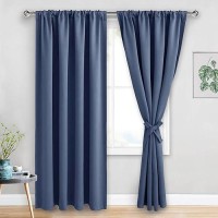 Jiuzhen Dusty Blue Blackout Curtains For Bedroom Thermal Insulated Room Darkening Noise Reducing 52 X 84 Inch Length Curtains