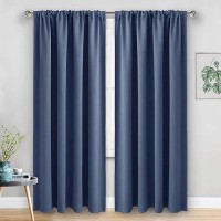 Jiuzhen Dusty Blue Blackout Curtains For Bedroom Thermal Insulated Room Darkening Noise Reducing 52 X 84 Inch Length Curtains