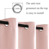 Jiuzhen Blush Pink Blackout Curtains With Tiebacks Thermal Insulated Light Blocking And Noise Reducing Grommet Curtains For Bedr