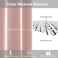 Jiuzhen Blush Pink Blackout Curtains With Tiebacks Thermal Insulated Light Blocking And Noise Reducing Grommet Curtains For Bedr