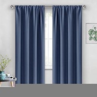 Jiuzhen Dusty Blue Blackout Curtains For Bedroom Thermal Insulated Room Darkening Rod Pocket Curtains For Living Room Set Of