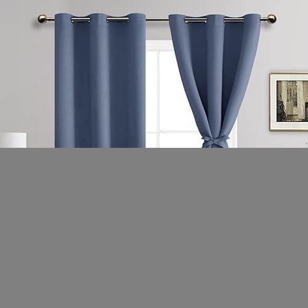 Jiuzhen Blackout Curtains With Tiebacks Thermal Insulated Light Blocking And Noise Reducing Grommet Curtain Drapes For Bedroo