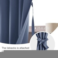 Jiuzhen Dusty Blue Blackout Curtains For Bedroom Thermal Insulated Room Darkening Rod Pocket Curtains For Living Room Set Of