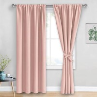 Jiuzhen Blush Pink Blackout Curtains For Bedroom Thermal Insulated Room Darkening Rod Pocket Curtains For Living Room Set Of