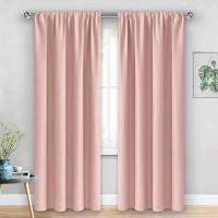 Jiuzhen Blush Pink Blackout Curtains For Bedroom Thermal Insulated Room Darkening Rod Pocket Curtains For Living Room Set Of