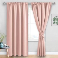 Jiuzhen Blush Pink Blackout Curtains For Bedroom Thermal Insulated Room Darkening Noise Reducing 60 X 84 Inch Length Curtains