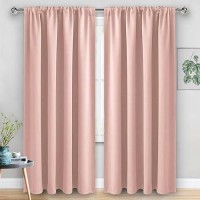 Jiuzhen Blush Pink Blackout Curtains For Bedroom Thermal Insulated Room Darkening Noise Reducing 60 X 84 Inch Length Curtains