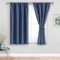 Jiuzhen Dusty Blue Blackout Curtains For Bedroom Thermal Insulated Light Blocking Curtains Rod Pocket Curtains For Nursery Ro