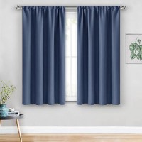 Jiuzhen Dusty Blue Blackout Curtains For Bedroom Thermal Insulated Light Blocking Curtains Rod Pocket Curtains For Nursery Ro