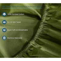 Royale Linens 400 Thread Count 100% American Grown Cotton 4 Piece Sateen Queen Sheet Set - 1 Fitted Sheet  1 Flat Sheet  2 Pillow Case - Green Queen Bedsheet - Cotton Sheets - (Queen  Parrot Green)