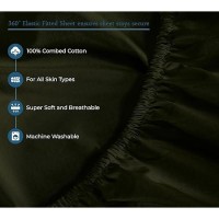 Royale Linens 400 Thread Count 100% American Grown Cotton 4 Piece Sateen Queen Sheet Set - 1 Fitted Sheet  1 Flat Sheet  2 Pillow Case - Green Queen Bedsheet - Cotton Sheets - (Queen  Leaf Green)