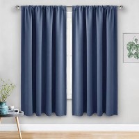 Jiuzhen Dusty Blue Blackout Curtains For Bedroom Thermal Insulated Room Darkening Noise Reducing 52 X 63 Inch Length Curtains