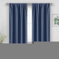 Jiuzhen Dusty Blue Blackout Curtains For Bedroom Thermal Insulated Room Darkening Rod Pocket Curtains For Living Room Set Of