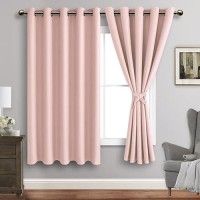 Jiuzhen Blush Pink Blackout Curtains With Tiebacks Thermal Insulated Light Blocking And Noise Reducing Grommet Curtains For Bed