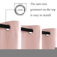 Jiuzhen Blush Pink Blackout Curtains With Tiebacks Thermal Insulated Light Blocking And Noise Reducing Grommet Curtains For Bed