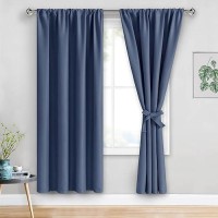 Jiuzhen Dusty Blue Blackout Curtains For Bedroom Curtain Drapes Set Of 2 Panels With Tiebacks Thermal Insulated Room Darkenin