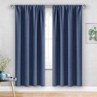 Jiuzhen Dusty Blue Blackout Curtains For Bedroom Curtain Drapes Set Of 2 Panels With Tiebacks Thermal Insulated Room Darkenin