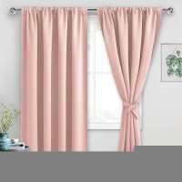 Jiuzhen Blush Pink Blackout Curtains For Bedroom Thermal Insulated Room Darkening Noise Reducing 70 X 84 Inch Length Curtains