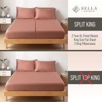 Bella Coterie Luxury Split King Bamboo Sheet Set Organically Grown Ultra Soft Cooling For Hot Sleepers 18 Deep Pocket