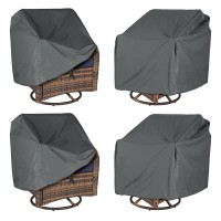 Ananmei Waterproof Patio Chair Cover 4 Pack (37.5 W X 39.25 D X 38.5 H Inches) For Outdoor Swivel Chair/Lounge Deep Seat Cover, Heavy Duty And Waterproof Outdoor Patio Furniture Covers, Grey