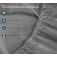 Royale Linens 400 Thread Count 100% American Grown Cotton 4 Piece Sateen Queen Sheet Set - 1 Fitted Sheet  1 Flat Sheet  2 Pillow Case - Grey Queen Bedsheet - Cotton Sheets - (Queen  Spanish Slate)