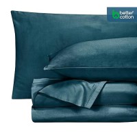 Royale Linens 400 Thread Count 100% American Grown Cotton 4 Piece Sateen King Sheet Set - 1 Fitted Sheet  1 Flat Sheet  2 Pillow Case - Sea Green Bedsheet - Cotton Sheets - (King  Sea Green)