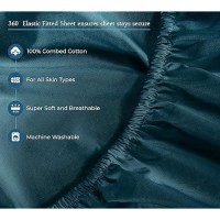 Royale Linens 400 Thread Count 100% American Grown Cotton 4 Piece Sateen Queen Sheet Set - 1 Fitted Sheet  1 Flat Sheet  2 Pillow Case - Sea Green Queen Bedsheet - Cotton Sheets - (Queen  Sea Green)