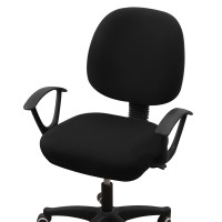 Smiry Stretch Printed Office Computer Chair Covers, Soft Spandex Universal Rotating Desk Chair Slipcover, Removable Washable Chair Protector - Black