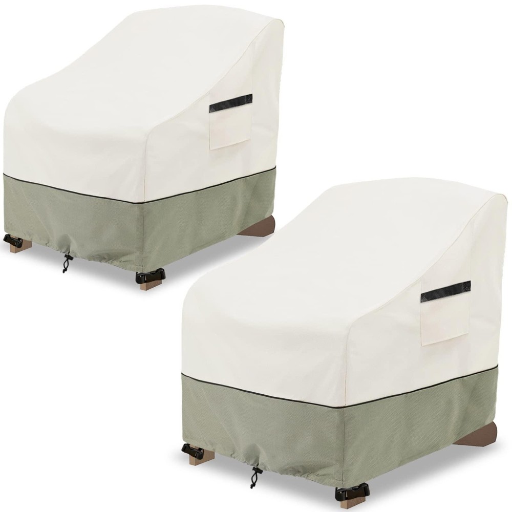 Lsongsky Patio Adirondack Chair Cover 2 Pack,Waterproof Heavy Duty Outdoor Chair Covers,Patio Adirondack Chair Cover For Outdoor Chair(30W X 34 D X 36 H Inches),White&Grayish Green