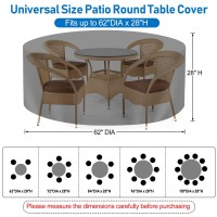 Paswith Outdoor Patio Furniture Covers Waterproof 600D Strong Tear Resistant Round Patio Table Cover, Patio Furniture Covers Windproof Uv & Fade Resistant, For Patio Table And Chairs(62