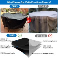 Paswith Outdoor Patio Furniture Covers Waterproof 600D Strong Tear Resistant Round Patio Table Cover, Patio Furniture Covers Windproof Uv & Fade Resistant, For Patio Table And Chairs(62