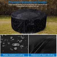 Paswith Outdoor Patio Furniture Covers Waterproof 600D Strong Tear Resistant Round Patio Table Cover, Patio Furniture Covers Windproof Uv & Fade Resistant, For Patio Table And Chairs(110