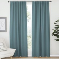 Nicetown Blackout Curtain Panels Window Draperies Greyish Blue Color 52X84 Inch 2 Pieces Insulating Room Darkening Blackou