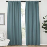 Nicetown Blackout Curtain Panels Window Draperies Greyish Blue Color 52X84 Inch 2 Pieces Insulating Room Darkening Blackou