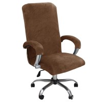 Kaybtnt Stretchable Velvet Office Chair Cover, Soft Home Computer Chair Cover With Armrest Covers, Universal Washable Removable Spandex Stretch Non Slip Desk Chair Cover,Brown 2,Small