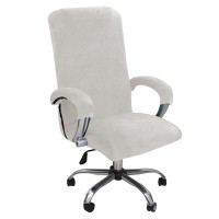 Kaybtnt Stretchable Velvet Office Chair Cover, Soft Home Computer Chair Cover With Armrest Covers, Universal Washable Removable Spandex Stretch Non Slip Desk Chair Cover,White,Small