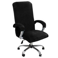 Kaybtnt Stretchable Velvet Office Chair Cover, Soft Home Computer Chair Cover With Armrest Covers, Universal Washable Removable Spandex Stretch Non Slip Desk Chair Cover,Black,Large